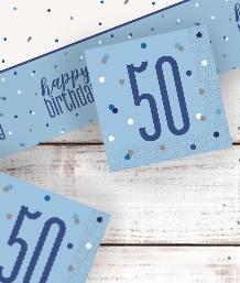 Blue Glitz 50th Birthday Party Supplies | Balloon | Decoration | Pack